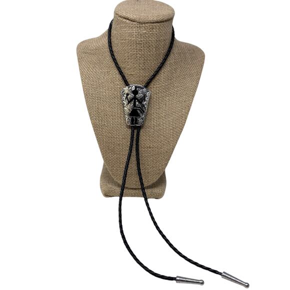 Vintage Pewter Native Dancer‎ Bolo Tie - Picture 1 of 4